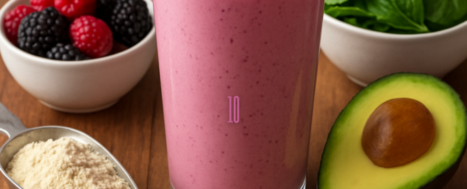 Balanced smoothie illustrating optimal nutrient ratios in smoothies for maximum fat burning results.