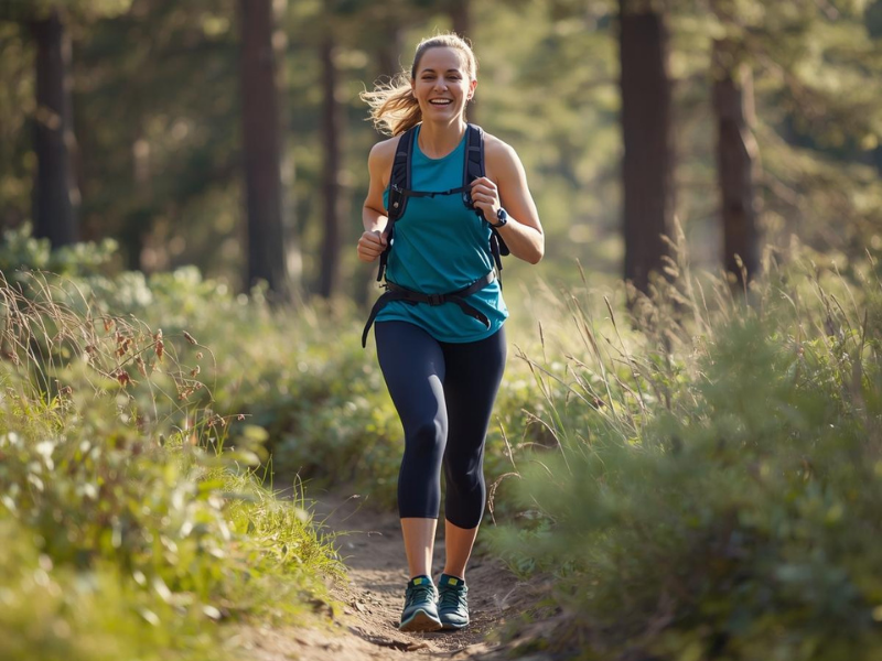 Person hiking outdoors as part of an active lifestyle supporting healthy blood sugar balance