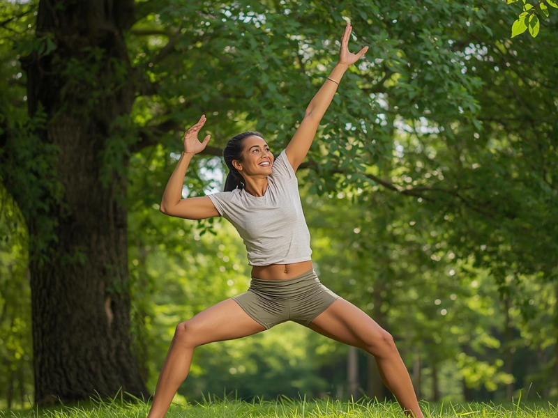 Energetic person exercising outdoors, symbolizing improved mitochondrial function and cellular energy.