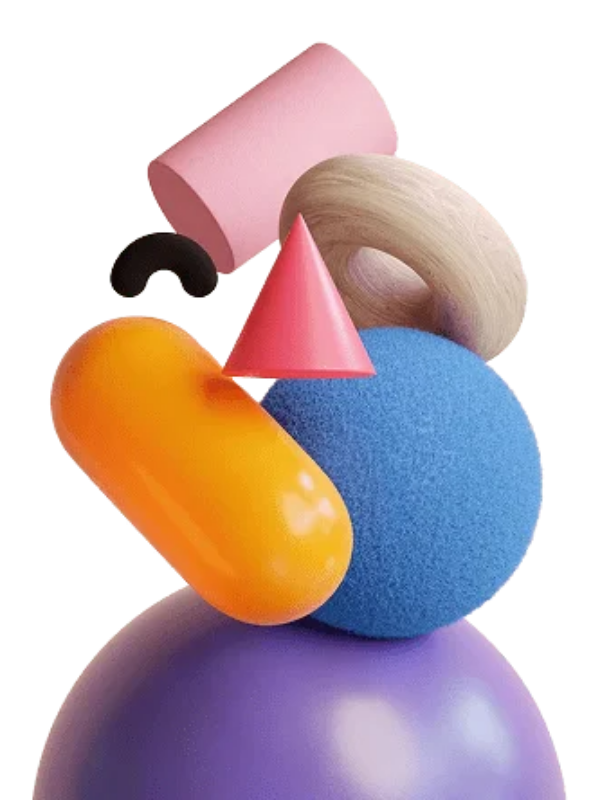 Abstract 3D composition of stacked geometric shapes in vibrant colors, balanced and arranged to symbolize structure and strategic focus.